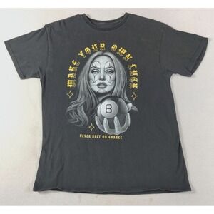ODM Make Your Own Luck Shirt Mens Large Black 8 Ball Clown Graphic Tattoo Tee